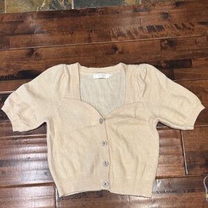 Astr Women's Cream Puff Sleeve Cardigan